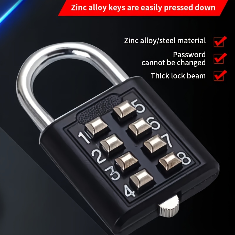 

1pc Heavy-duty Alloy Combination Lock - 3- For Suitcases, Luggage, Drawers & Bicycles - Travel Padlock With Easy-press Keys, Black, Luggage For Travel