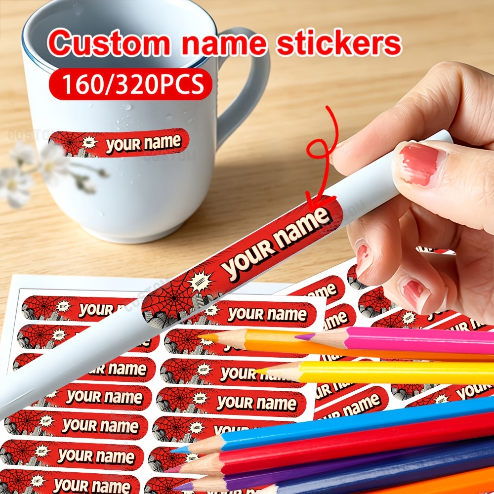 TEMU 160/320pcs Personalized Custom Stationery Label Stickers Custom Name Stickers - Pattern Personalized Id Stickers Multi- Water Cup Stationery
