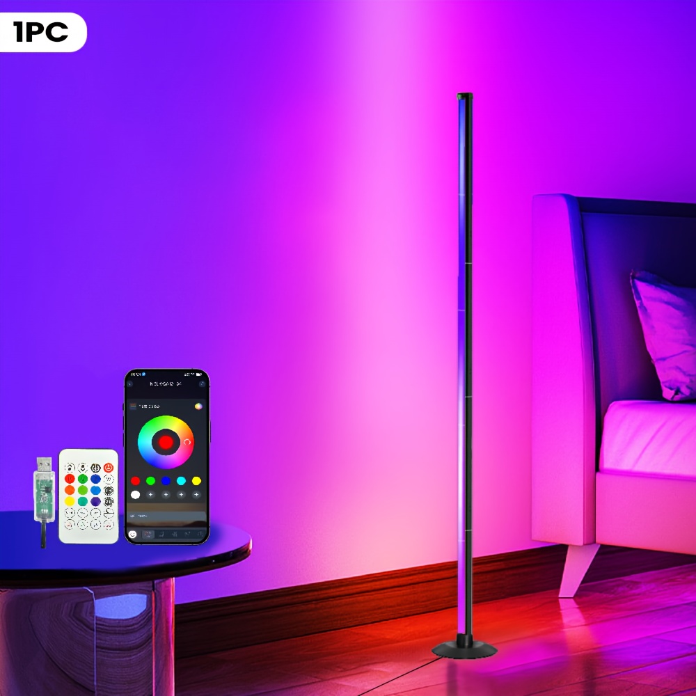 1 2pcs smart led floor lamp rgbicb mood ambient light modern minimalist style backlight     home office lighting bedside decor gaming study decoration holiday birthday gift halloween christmas decor