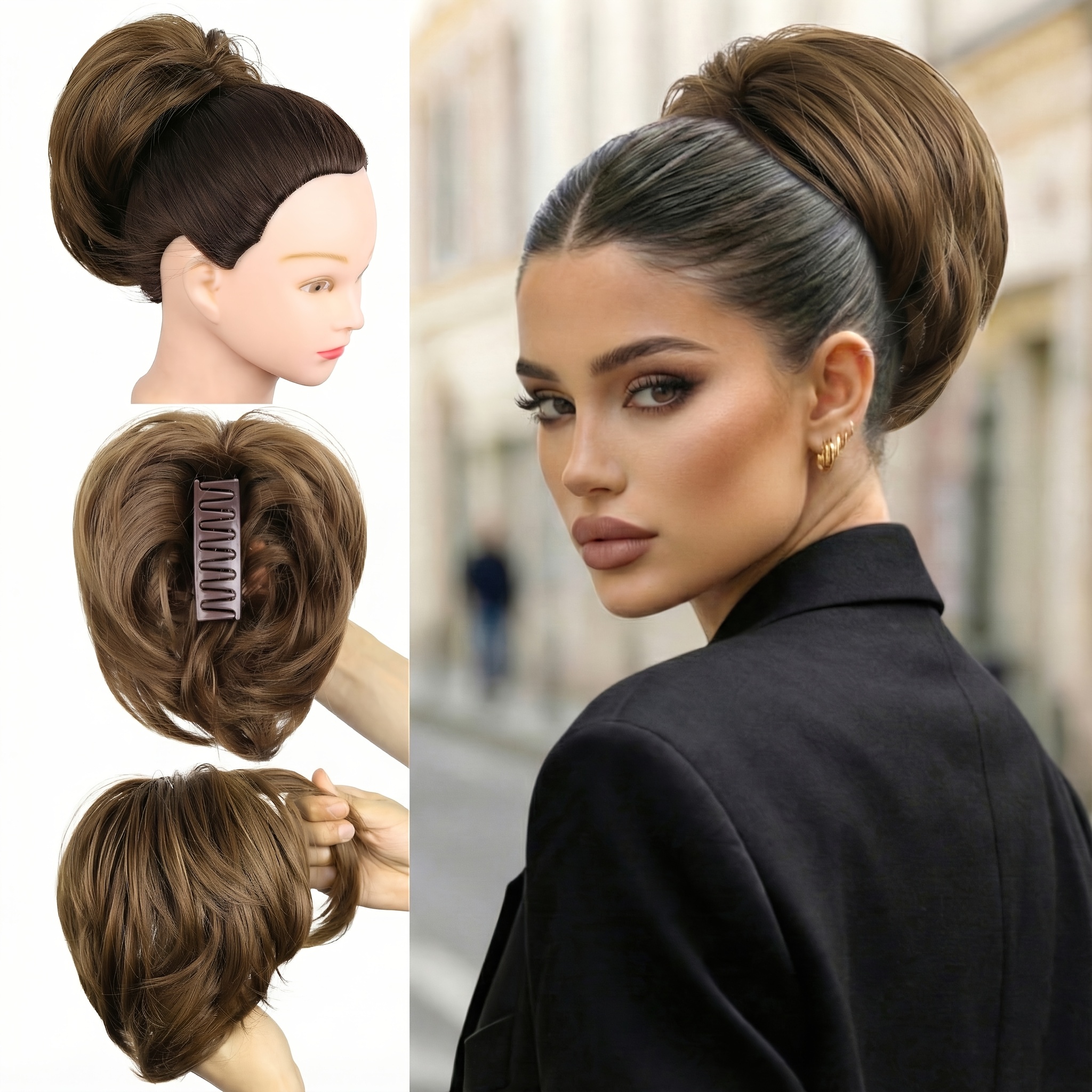 10inch Claw Cclip Ponytail Hair Extension, Fluffy Volume High Ponytail Hairpiece, Can Adjustable , Synthetic Pony Tail Hair Extension For Women Daily Party
