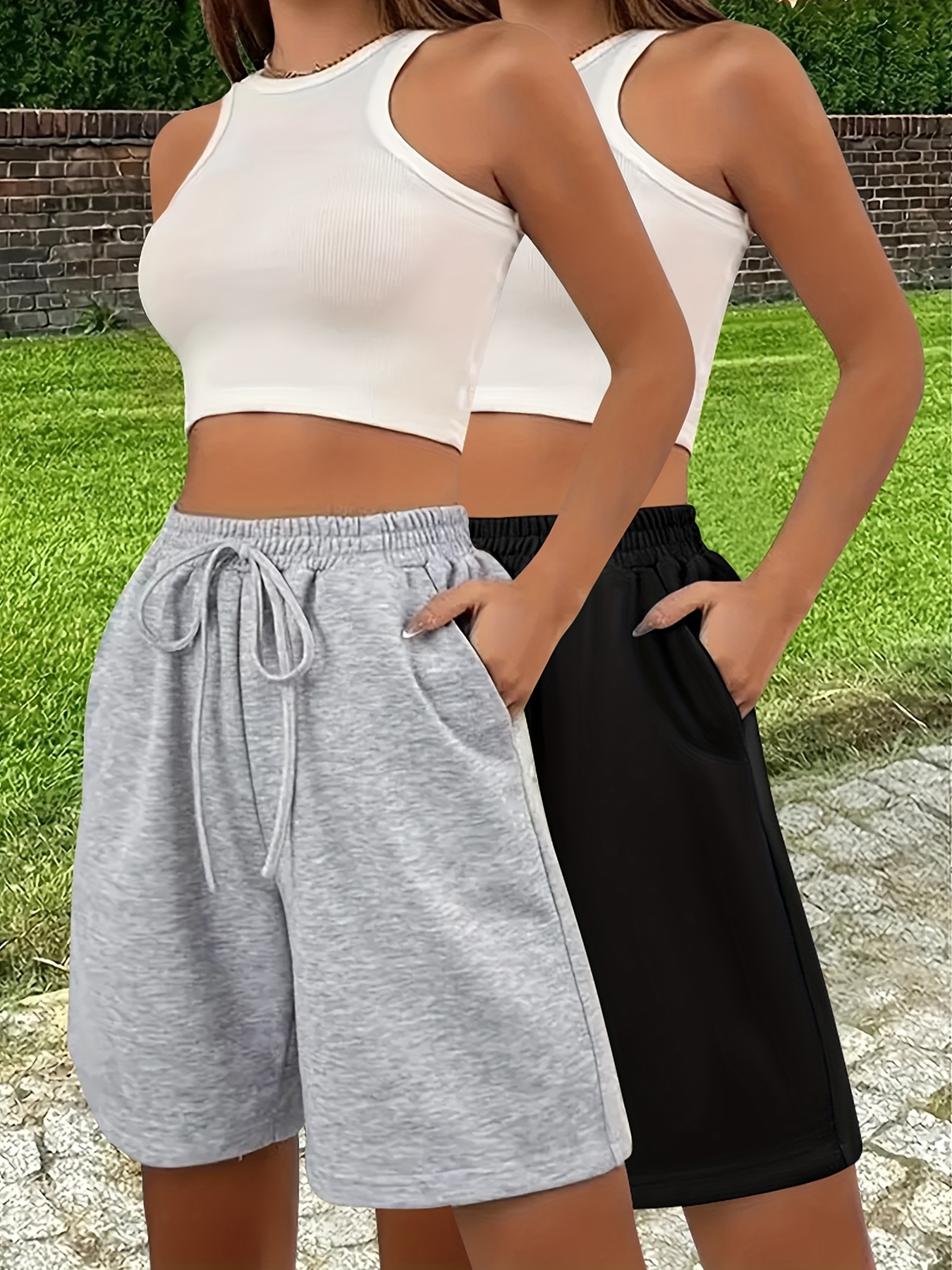 Masrin Pantaloni estivi da donna, in cotone e lino, estivi, con