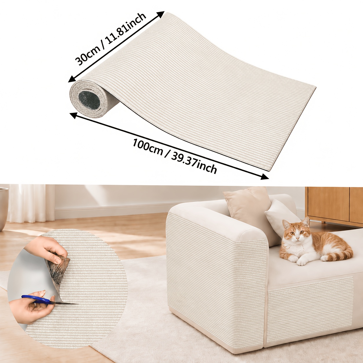 TEMU Planche à gratter auto-adhésive pour chat, résidu et amovible, avec une surface -rayures. Fabriquée en feutre durable, avec un design adapté aux