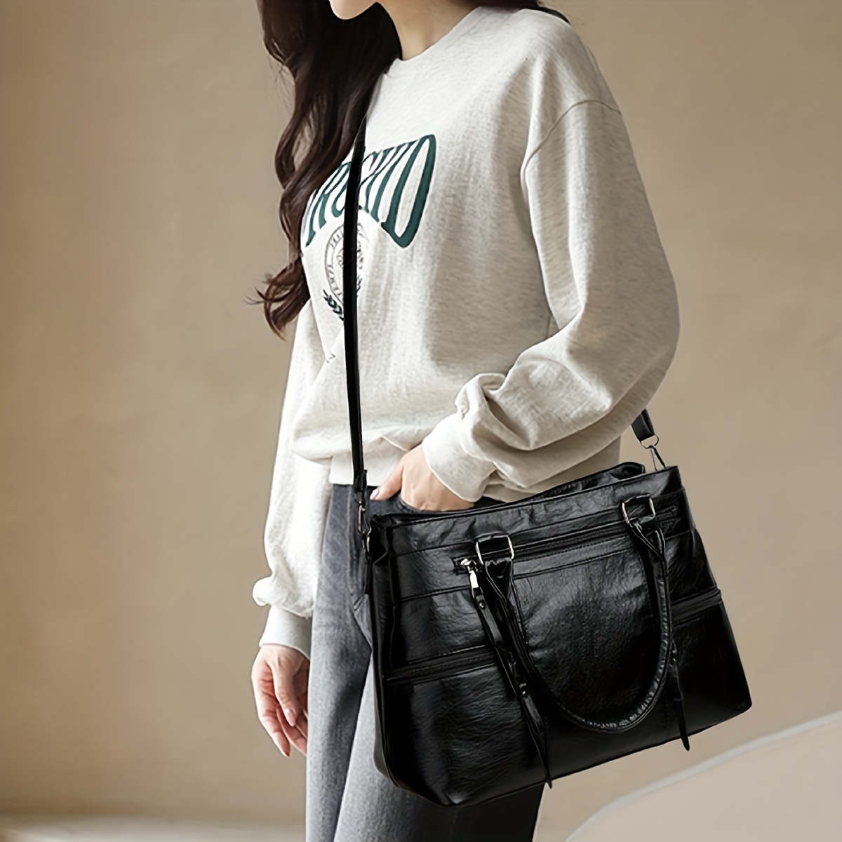 bolso tote gran capacidad mujeres correa ajustable Temu