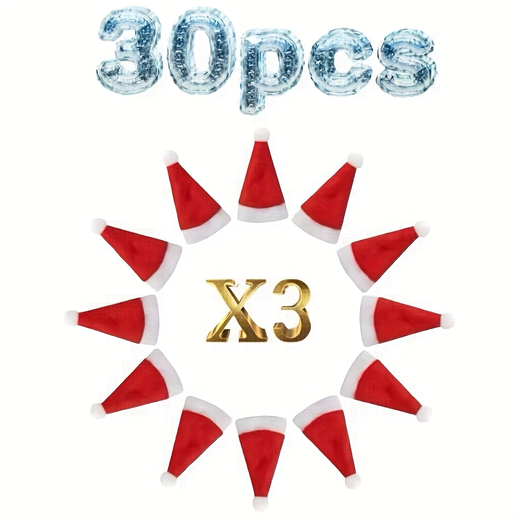 TEMU Christmas Decorations, Mini Christmas Hats For Toys, 30pcs Mini Christmas Hats, Christmas Table Decorations, Decorations Christmas, Suitable For