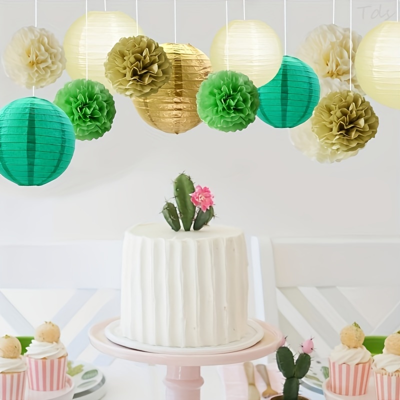 Green Gold Party Decorations Gold Green Hanging Paper - Temu