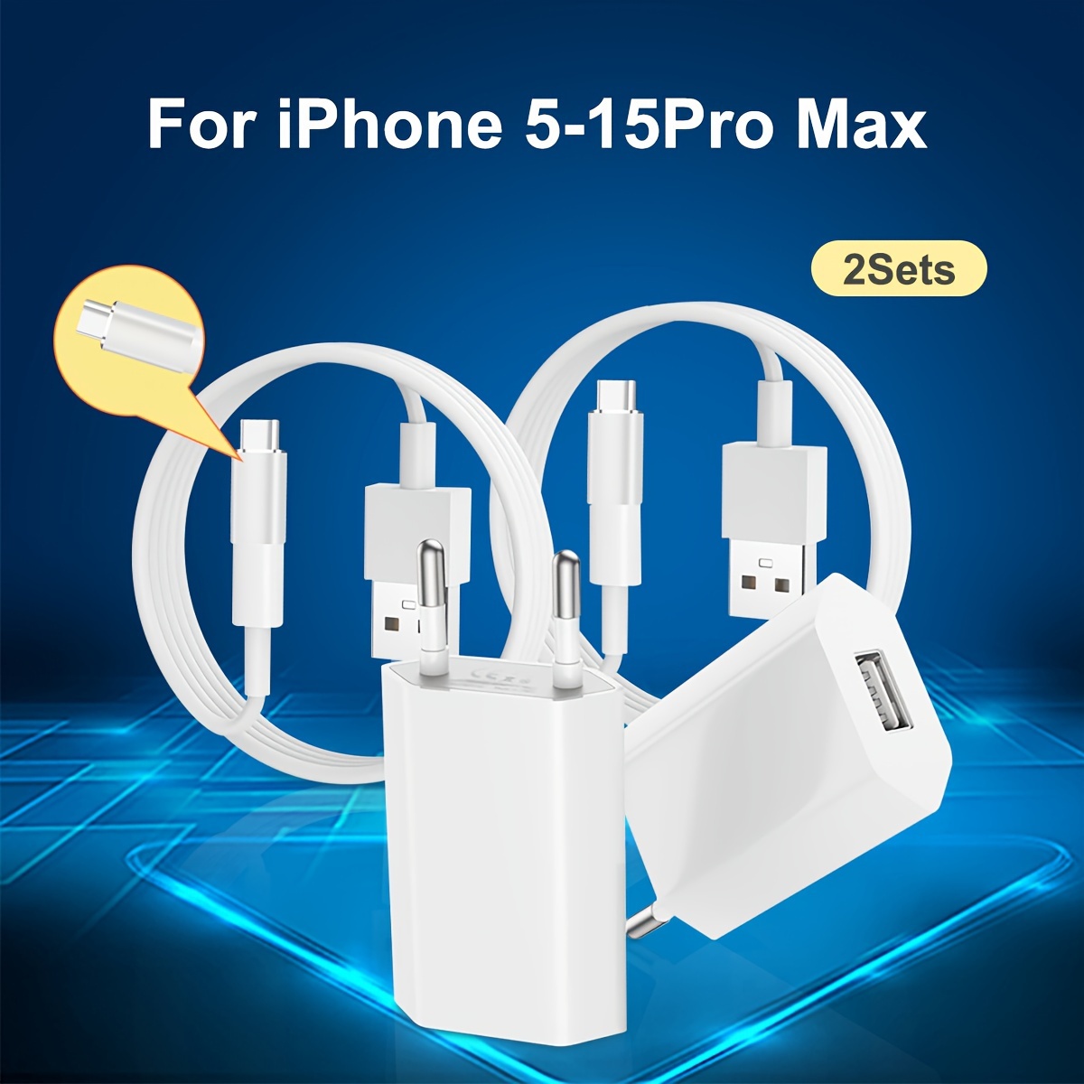Cargador de pared 3.0 de carga rápida, 60 W 6 puertos USB cargador rápido  estación de carga de escritorio para iPhone/PRO MAX/XS Max/XR/X/8/7/Plus