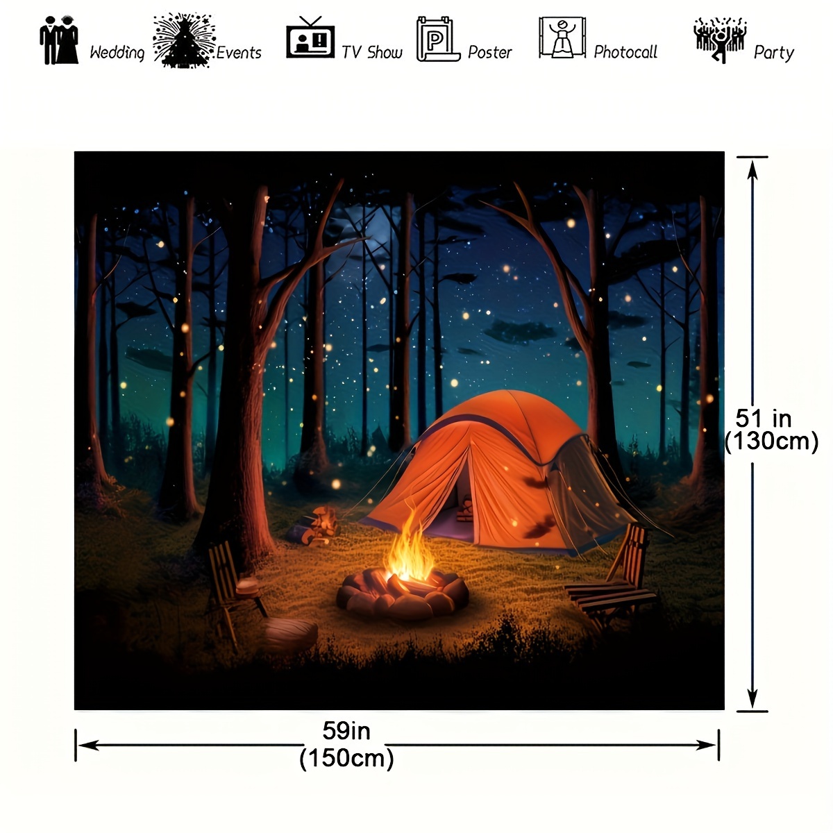 1pc Forest Scene Camping Backdrop Supplies Camping Photography Background  Photo Shoot Backdrop Party Decoration For Camping Theme Party Birthday Party