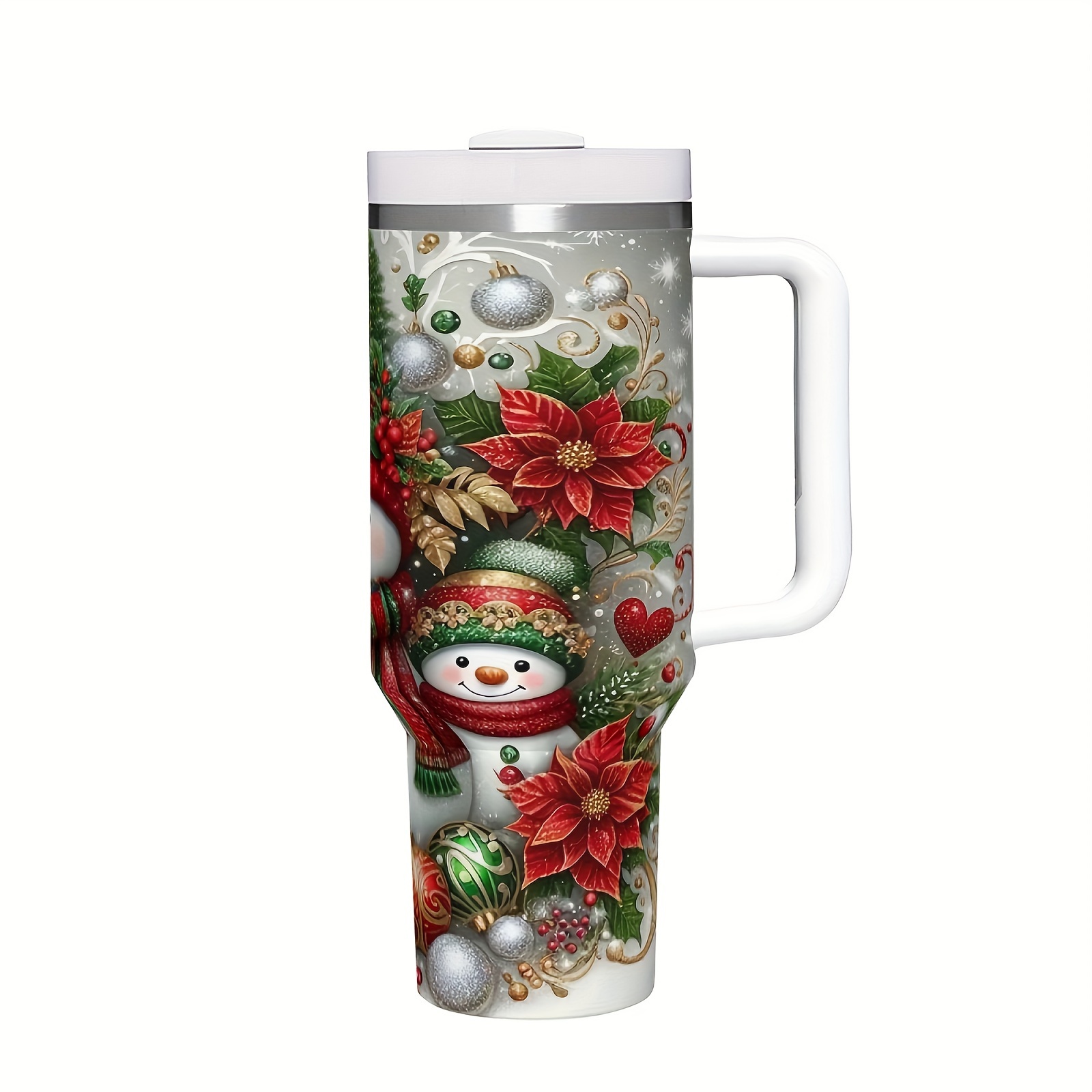 

40oz Snowman Christmas - Insulated Stainless Steel Travel Mug With Lid, Gift For , Best For Christmas