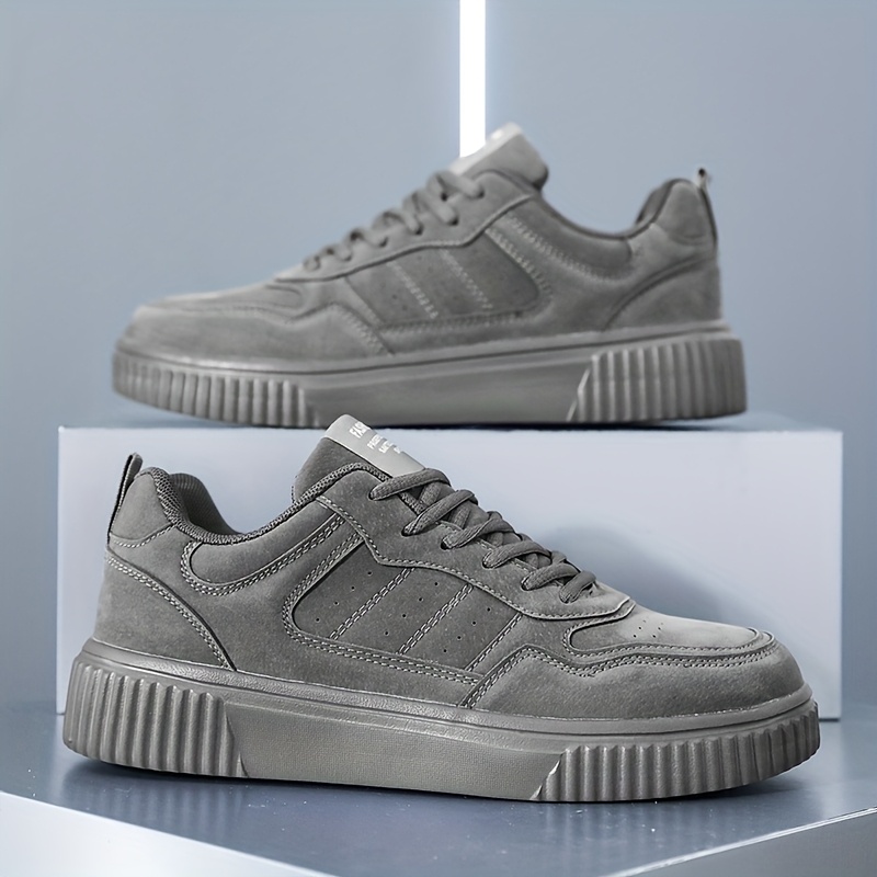 Men's Plus Size Lightweight Lace-Up Sneakers - Casual & Sporty, Beige Low-Top Skate Shoes with Durable MD Sole, Comfortable EVA Insole, Perfect for Casual Attire, Running & Outdoor Activities