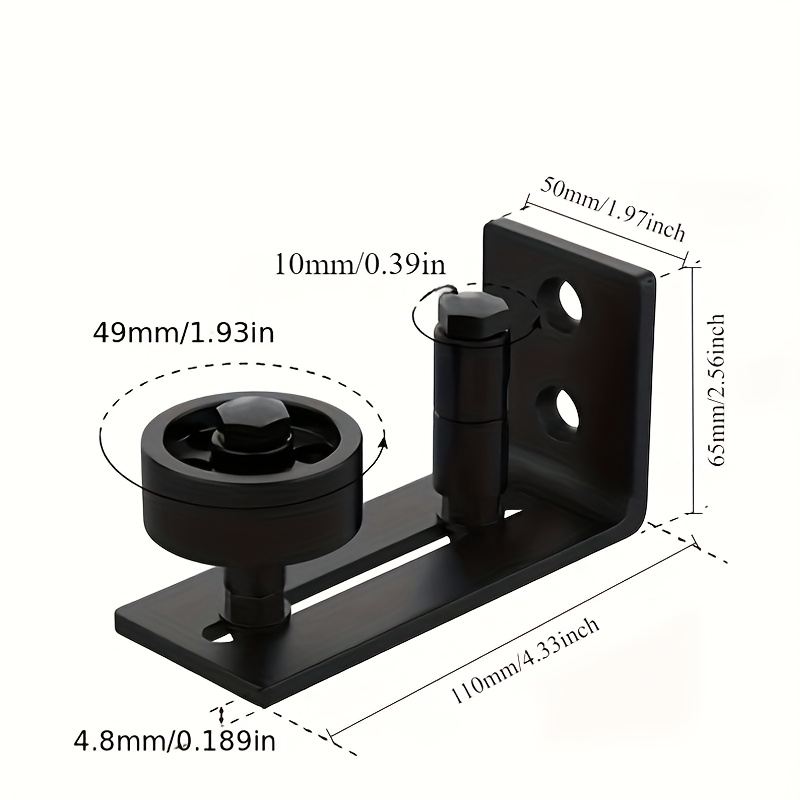 E-shop Verstellbare Kohlenstoffstahl Scheunentür-Bodenschienen, Metall-Rollstopper, Einfache Montage Flachboden - Leises Schwarzes Rahmen-Schiebesystem