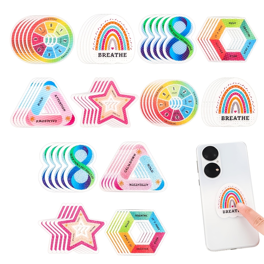 

18/36pcs Mixed Color Eva Anxiety Sensory Stickers, Reusable Textured Adhesive Mindfulness Fidget Calming Breathing Stickers