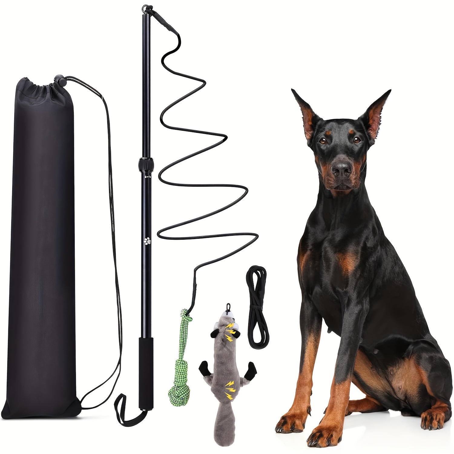 

1 Set Flirt Pole For Dogs, Interactive Dog Toys For Large Medium Small Dogs And Tug Of War, Teaser Wand For Dog With Lure Chewing Toy For Outdoor Exercise & Training