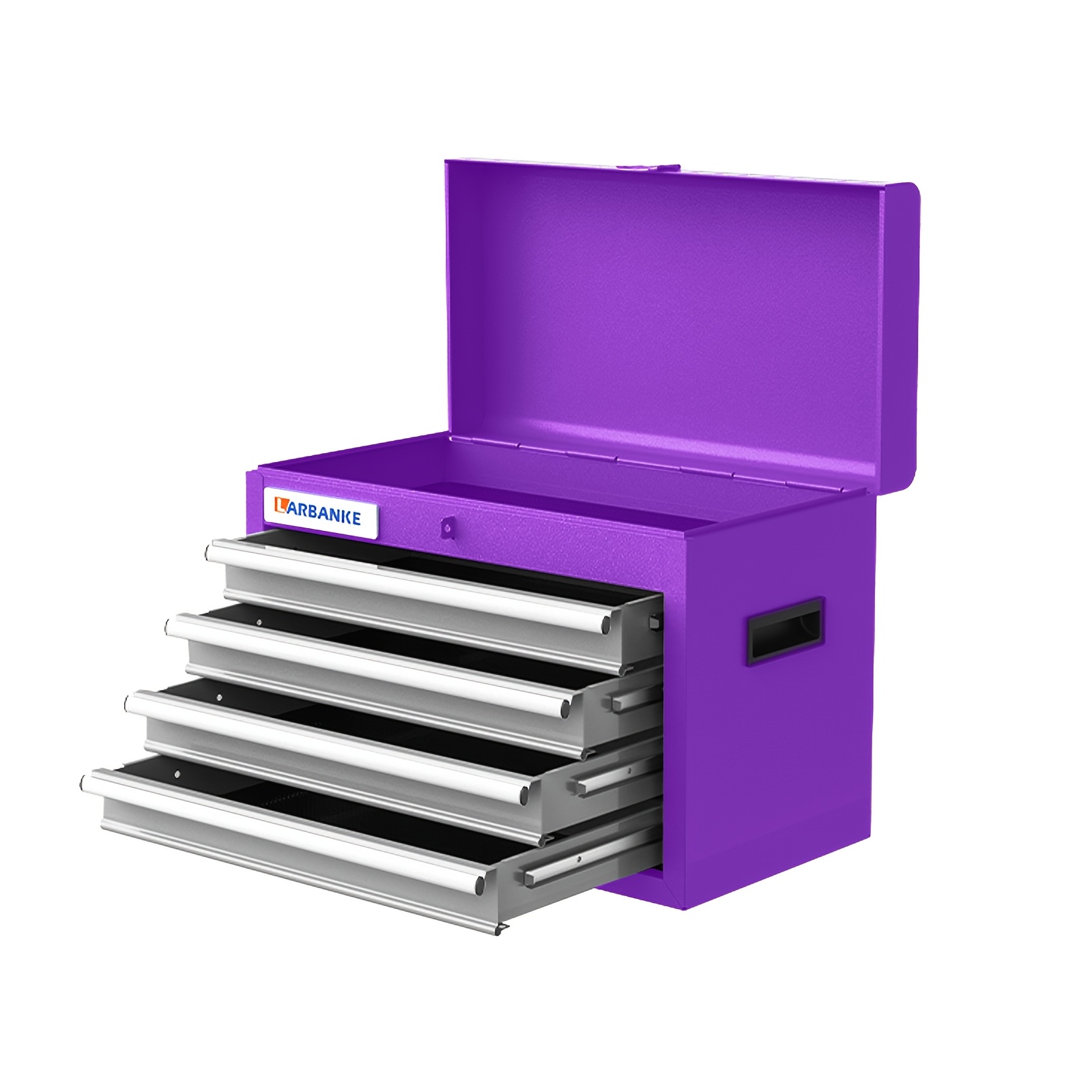 Image of Powder Coated Metal Tool Box With 4 Drawers Portable Steel Tool Chest With Metal Cylinder Lock And Latch Closure, With Liner, Suitable For Garage, Warehouse, And Outdoor Repair Jobs