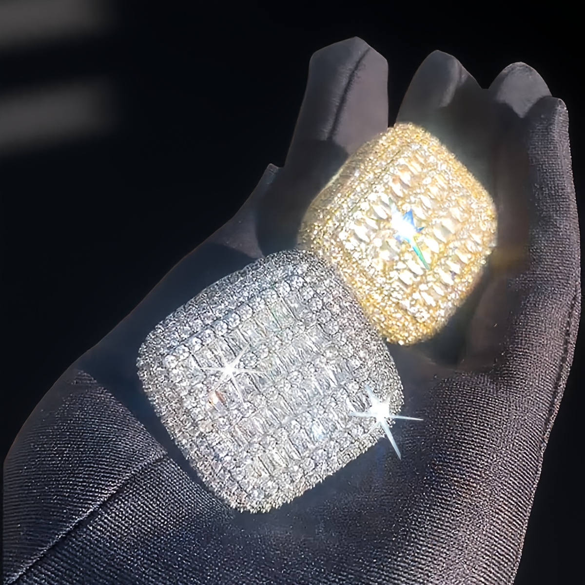 Luxury Rapper, Hip-hop Trend, Cool Cube Zirconia Square Ring, Designer, High-quality Men'S and Women'S Jewelry, Daily Casual and Personalized Jewelry