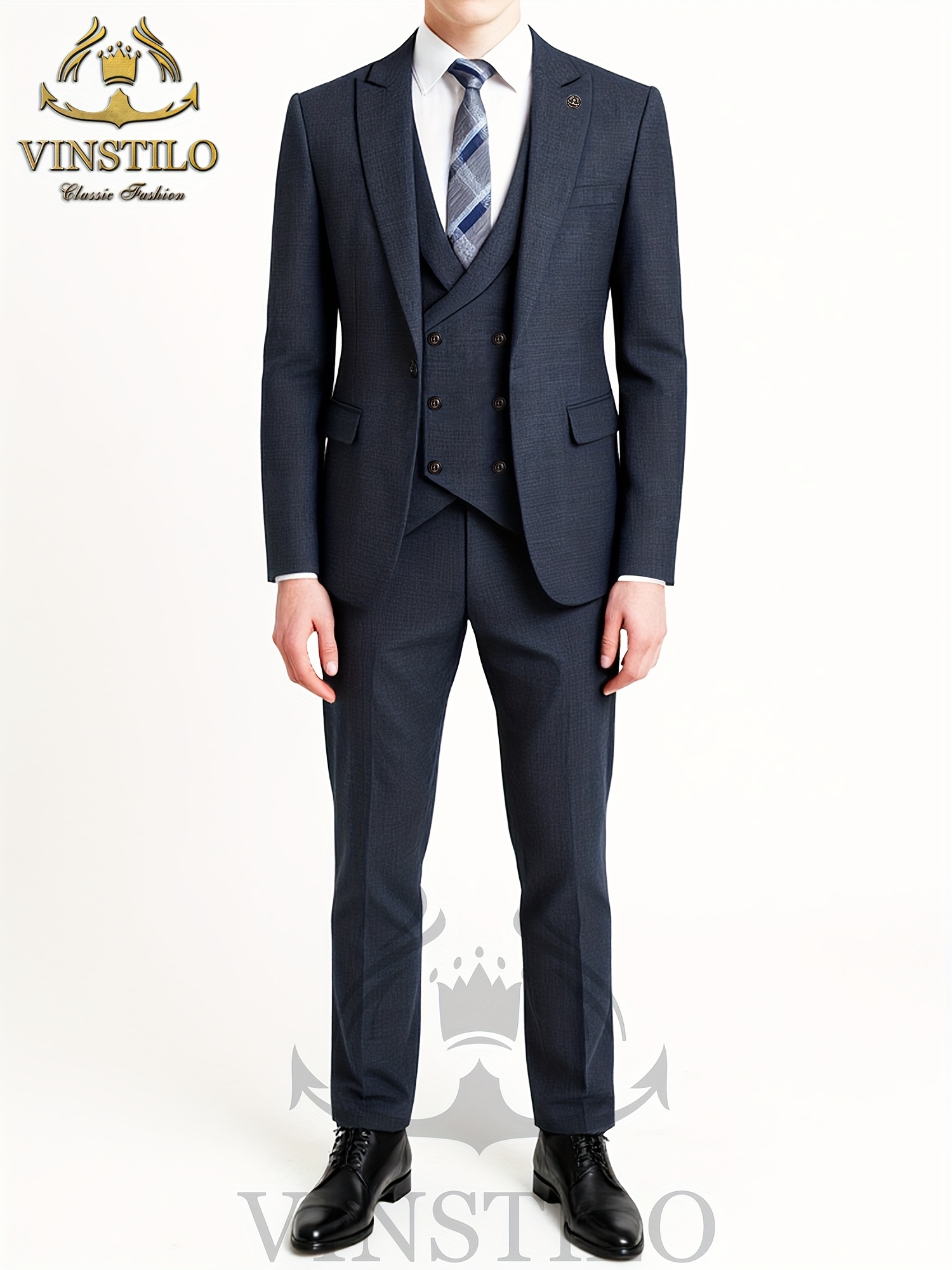 New Full Set of Men'S Suit 3pcs Set, Fashionable Business Style, Casual Slim-Fit High-Quality Clothing