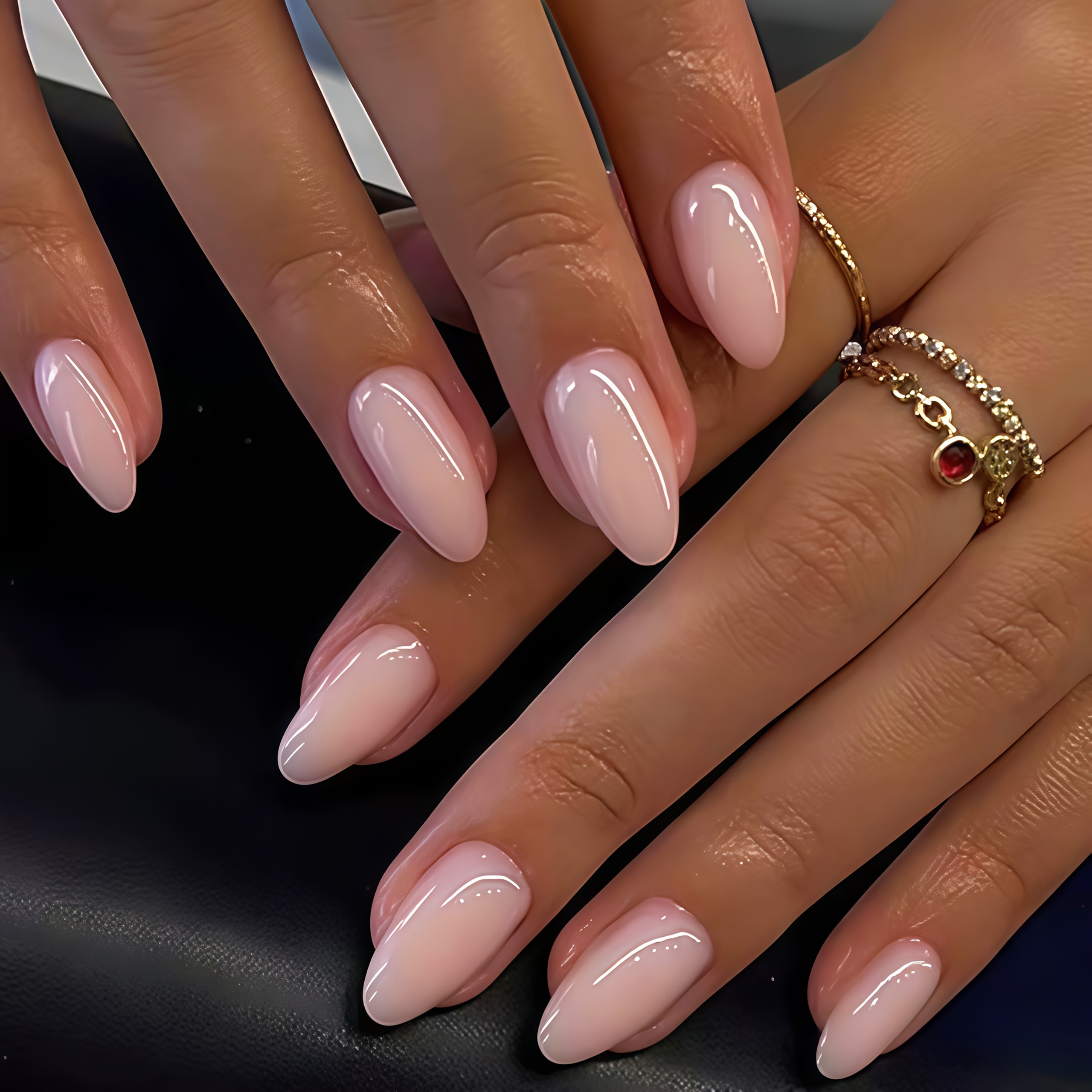 TEMU 62pcs Set (60 Wearable Armor Nails + 1 Buffing Stick + 1 Jelly Glue). Short Light Pink Almond-shaped Glossy Acrylic Fake Nails, Reusable