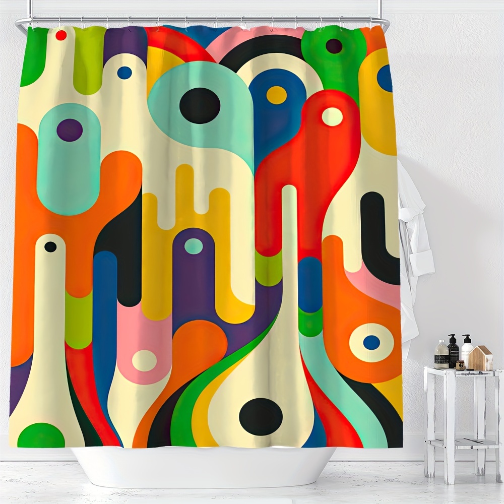 

Ywjhui Water-resistant Polyester Shower Curtain With Graphic Abstract Colorful Art Pattern, Machine Washable, Includes Hooks, Knit Weave, All-season, Arts Theme Curtain With Woven Weaving Method