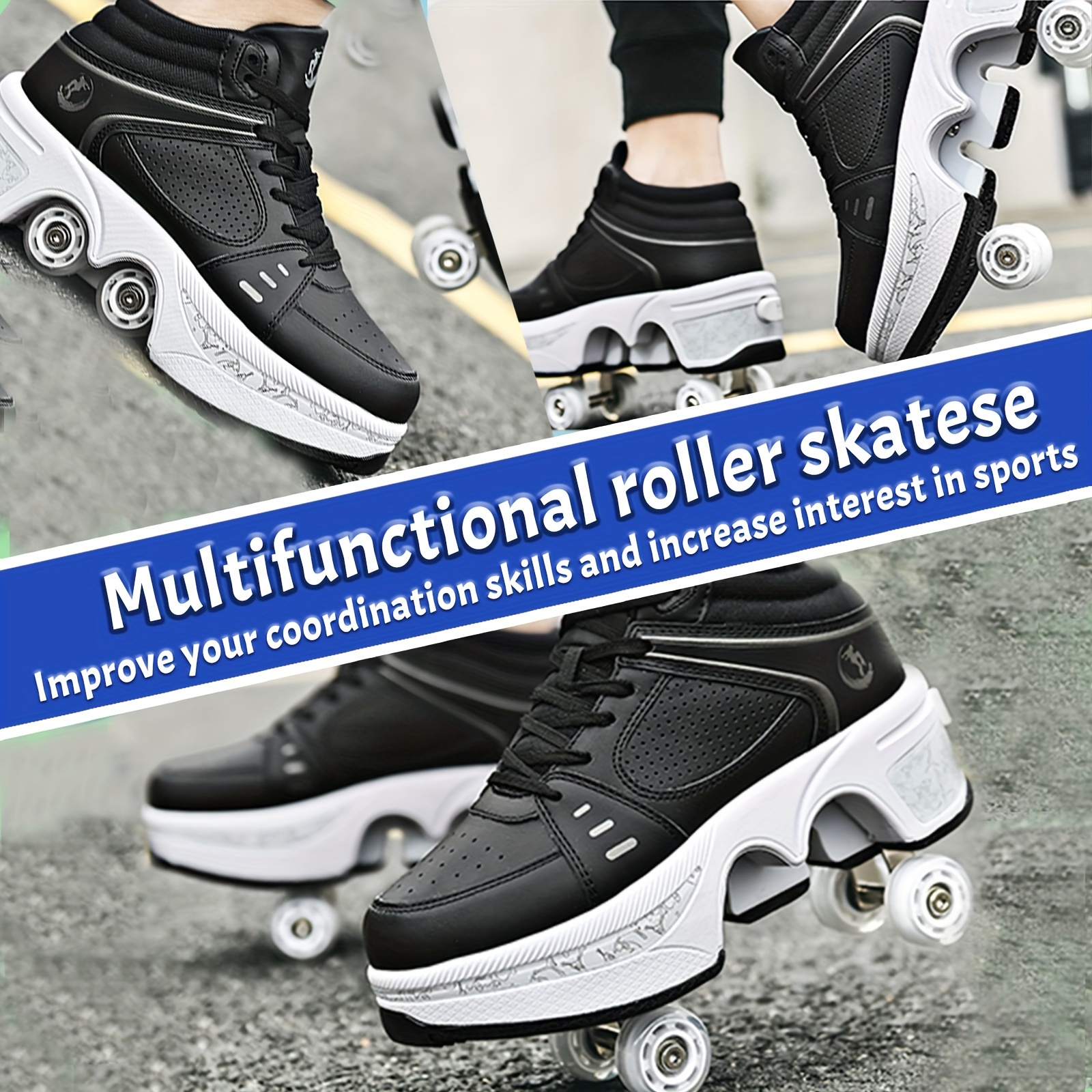 Roller Shoes Wedsf Double-Row Deform Wheel Automatic Walking Shoes