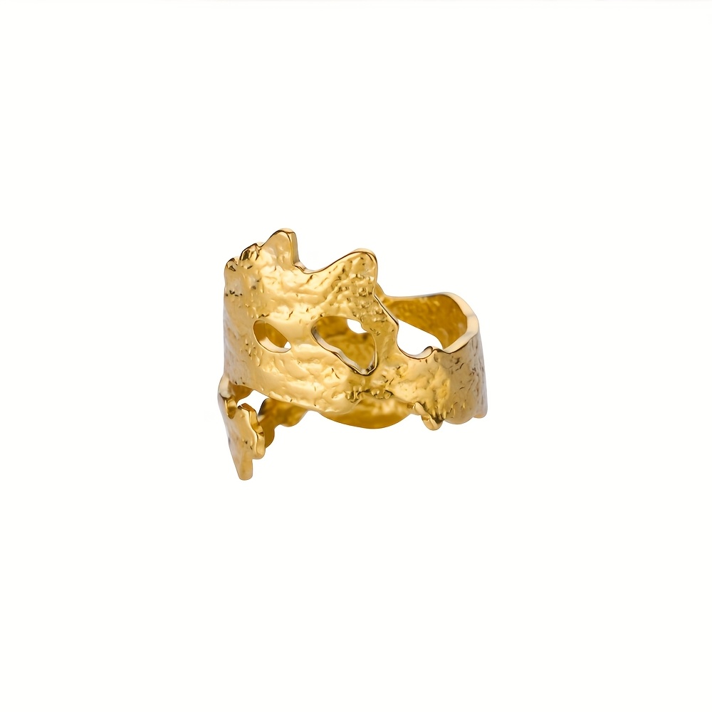 E-shop Ein Edelstahl Hohler Unregelmäßiger Offener Ring, Minimalistischer Unisex-Stil, Geeignet für Tägliche Kombinationen, Urlaubsgeschenk