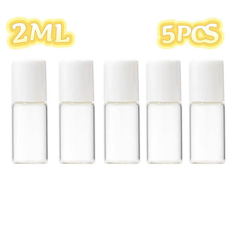 TEMU 5pcs 1ml/2ml Mini Glass Roller Ball Bottles, Portable Travel Refillable Bottles, Perfume Roller Glass Bottles, Perfume Bottles, Essential Oil