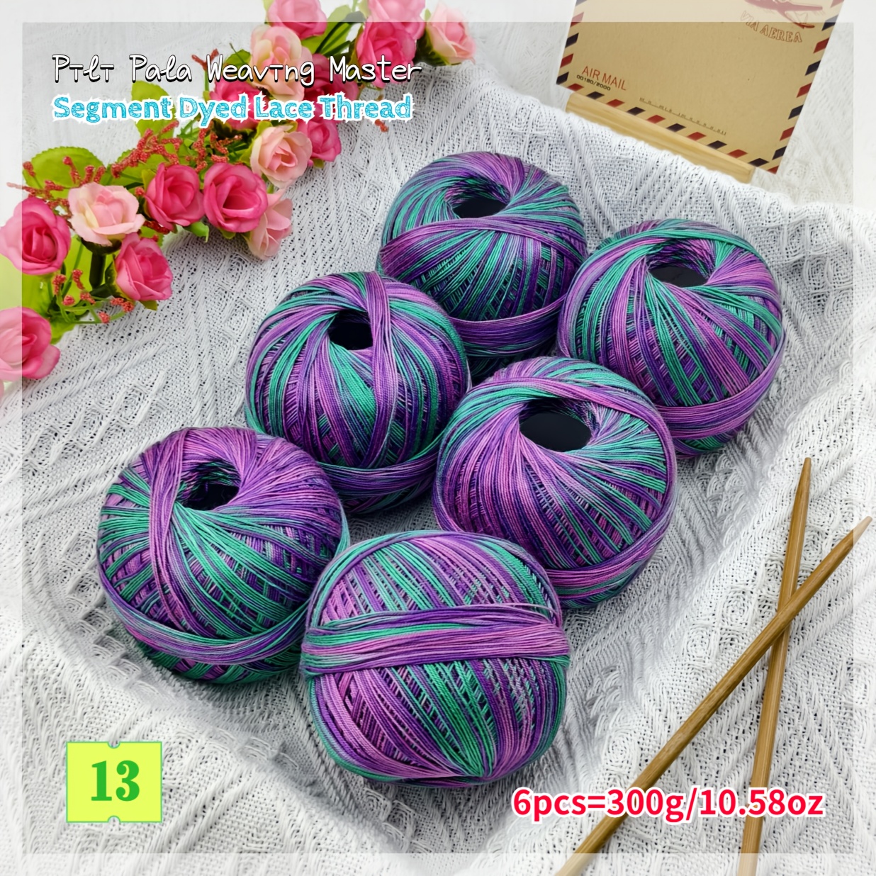 Image of 6pcs Colorful Silk Thread-300g/10.58oz, High Twist Dyed Crochet Fine Thread, Smooth And Shiny For Crocheting Summer Dresses, Shawls, Headbands, Flowers, Cushions, Handmade Yarn , 1mm/0.039inch