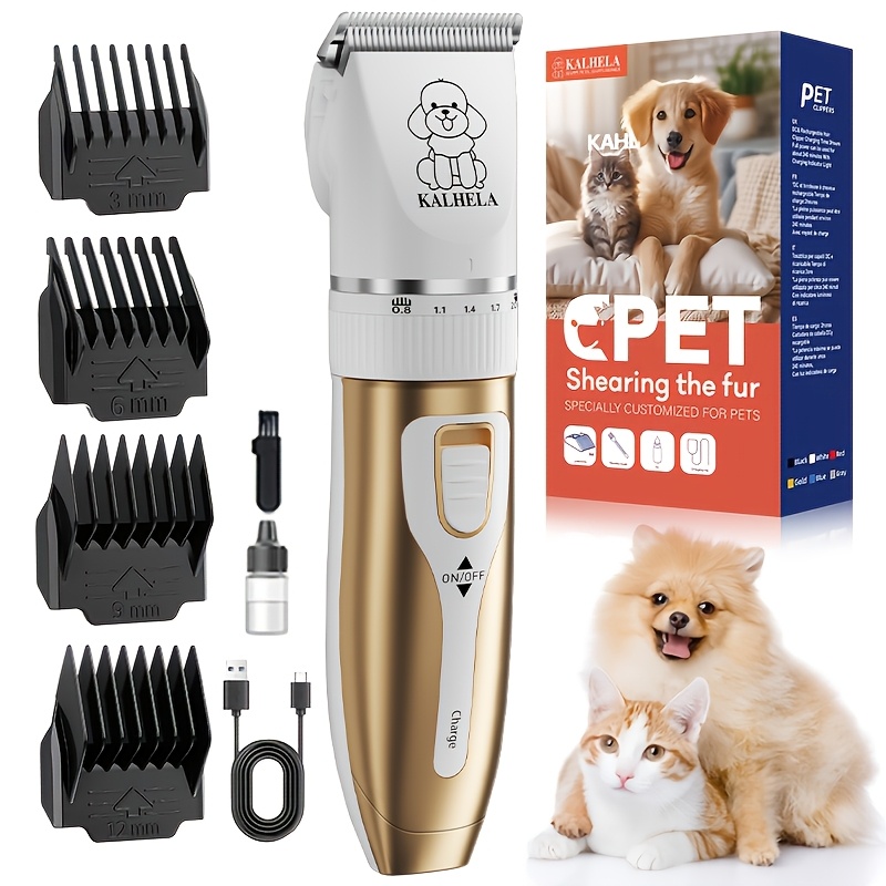 Image of Kalhela Dog Hair Trimmer - Low-noise, Quiet Dog Grooming Set - Rechargeable, Cordless Pet Hair Clippers, Shaving , Shaving Device - Suitable For Small And Large Dogs, Cats, Etc. (white/gray/red)