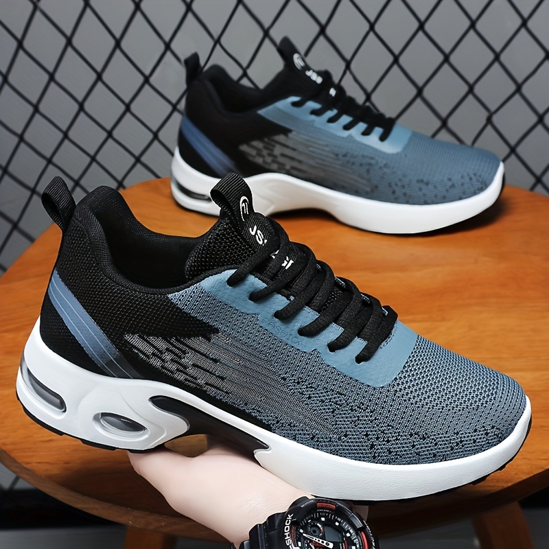 Tvtaop Heren Trainers Hardloopschoenen Wandelschoenen Mode Air Sport Sneakers Outdoor Atletisch Gym Fitness Training Joggen, A Zwart, 44 EU