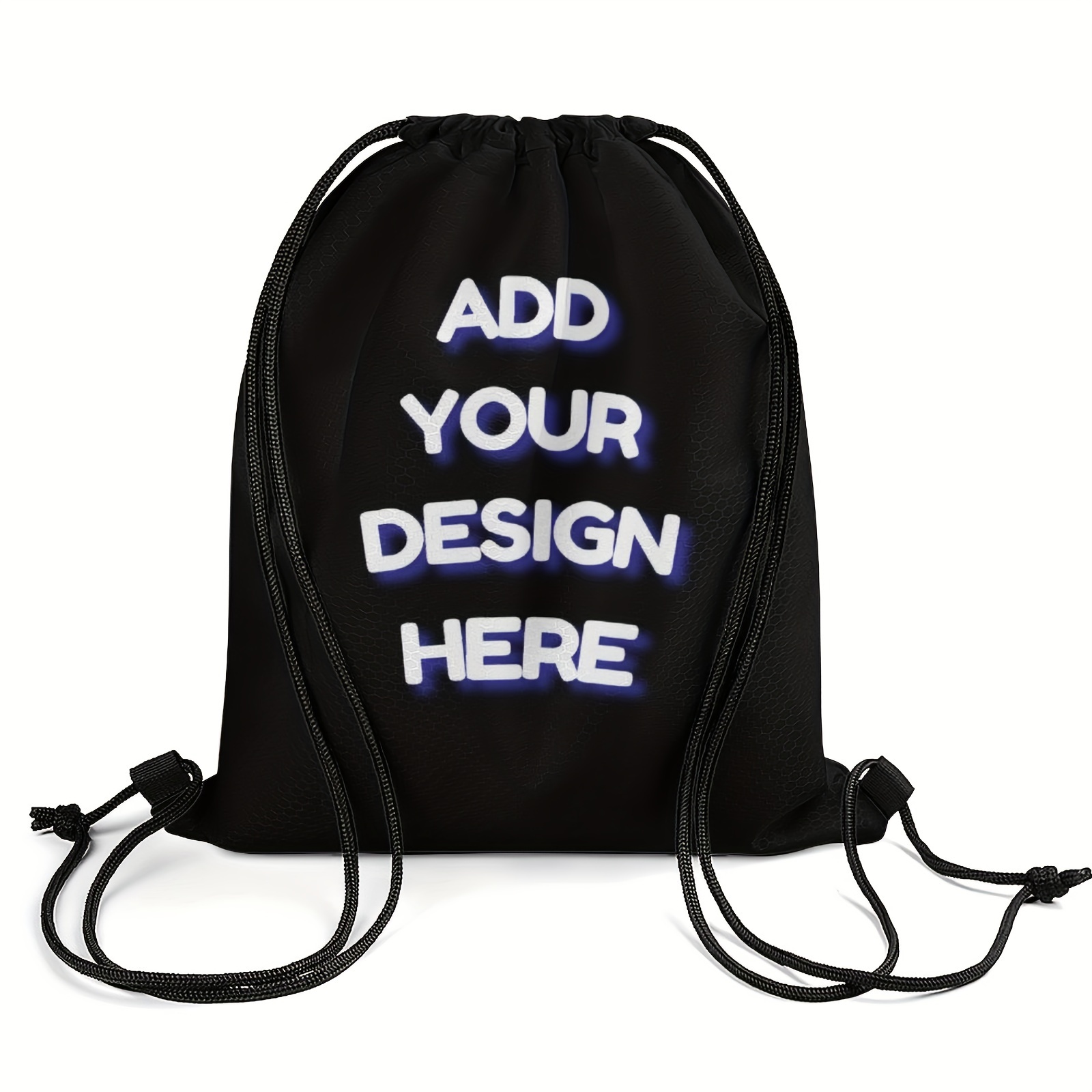 

Customizable Drawstring Gym Bag With , Machine Washable, Black Polyester Daypack Backpack With Cord Embellishment, Soft Shell With Drawstring Closure And Utility Pocket