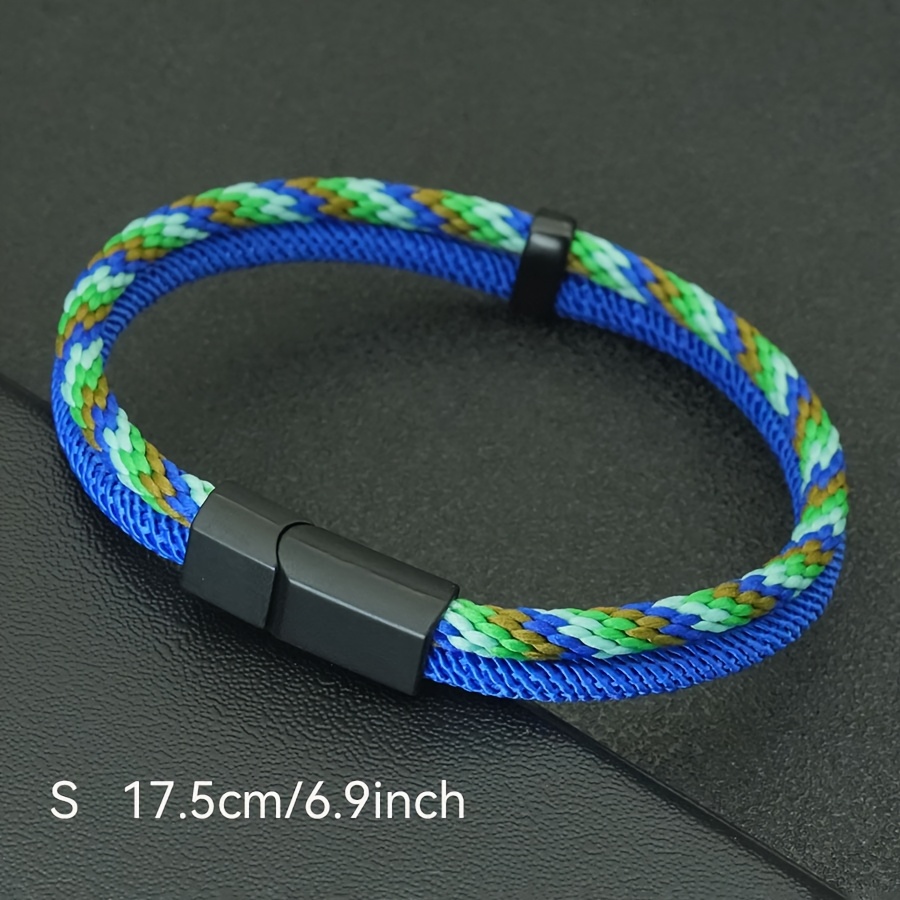 Men's Handmade Woven Bracelet, Detachable Clasp, Outdoor Style