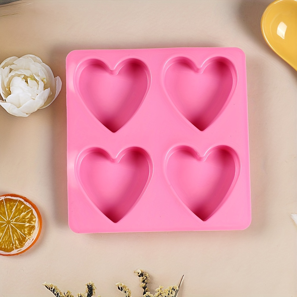 

Silicone Heart Shape Mold For Soap Making, 4-cavity Diy Handmade Love Dessert Decorating Tool