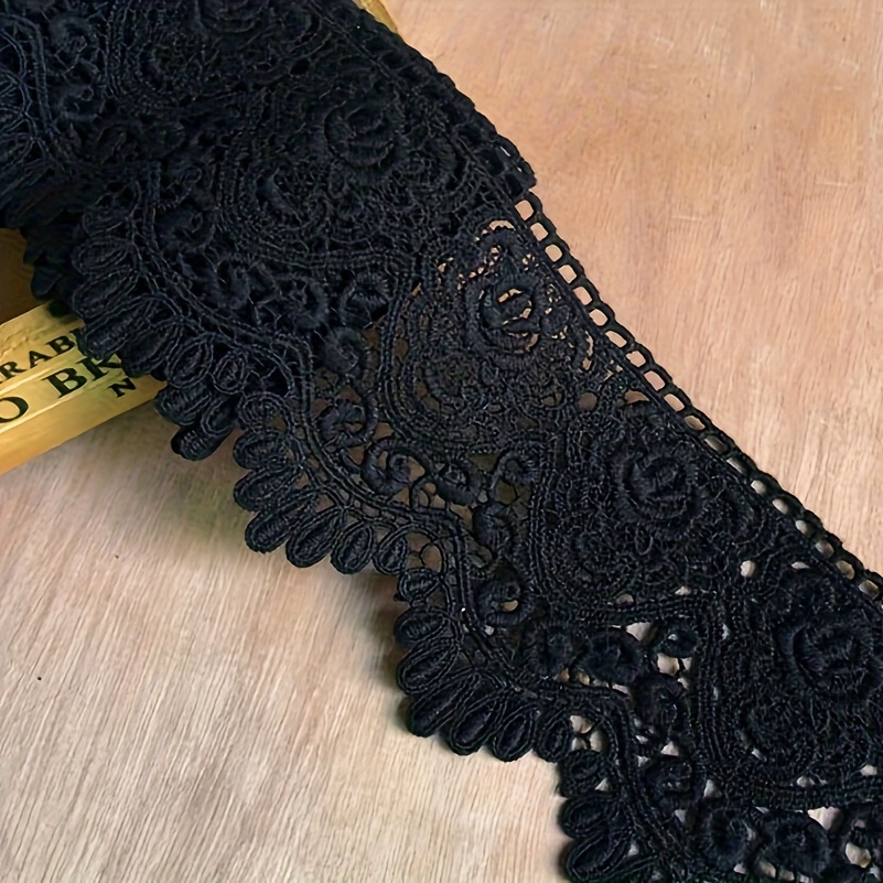 Image of 1 Yard / 9.5cm Wide Hollow-out Floral Embroidery Fiber Fabric Water-soluble Elastic Lace Sewing Fabric Handcraft Lace Ribbon