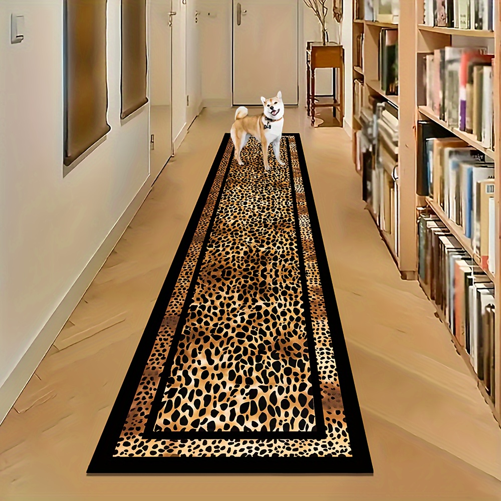 

Luxurious Leopard Print Runner Rug - 850g/m², 6mm Thick, Non-slip & Stain Resistant, Perfect For Living Room, Bedroom, Or Hallway - Machine Washable Polyester Carpet