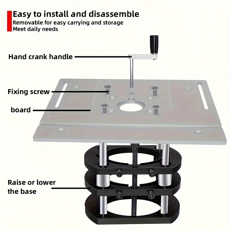 

1pc Upgrade Router Lift For /65mm Diameter Motors, Woodworking Router Table Insert Plate Lifting Base For Wood Router Workbenches Tool