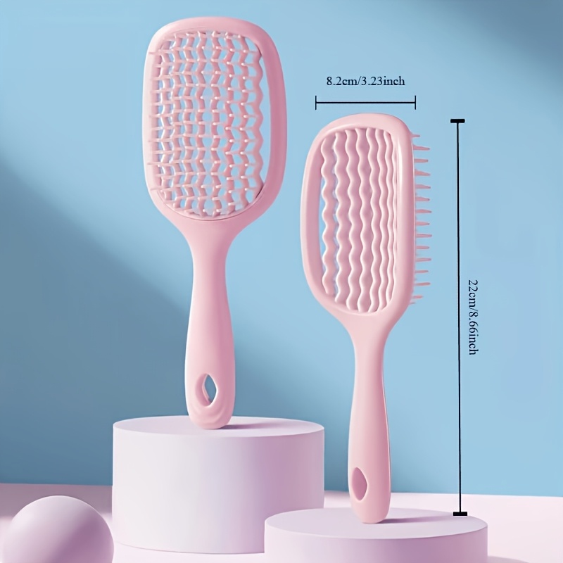 TEMU Square Hollow Hair Brush, Unisex | Wide-tooth Comb For Easy Styling And Scalp Massage, Ventilated Design For Wet Hair Brushing, Suitable For All