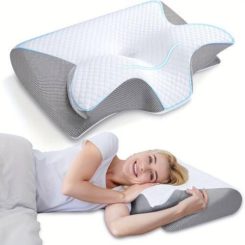 2 in 1 cervical neck bed pillow for orthopedic sleeping ergonomic posture with spinal relief for side back stomach sleepers removable cover for cervical relief