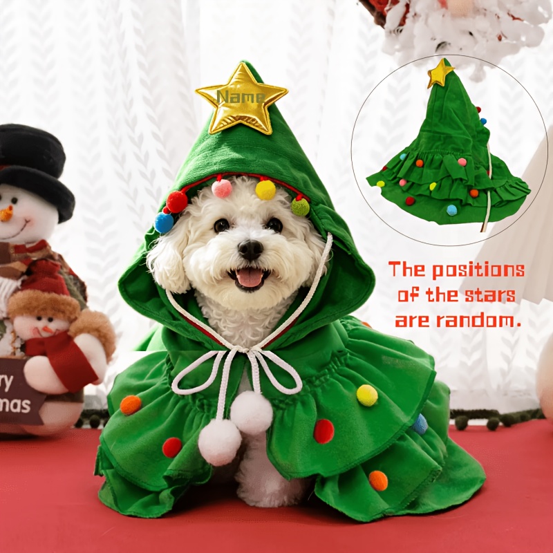 TEMU Personalized Custom Logo Christmas Pet Outfit, Cat And Dog Christmas Christmas Tree Skirt Romper Costume