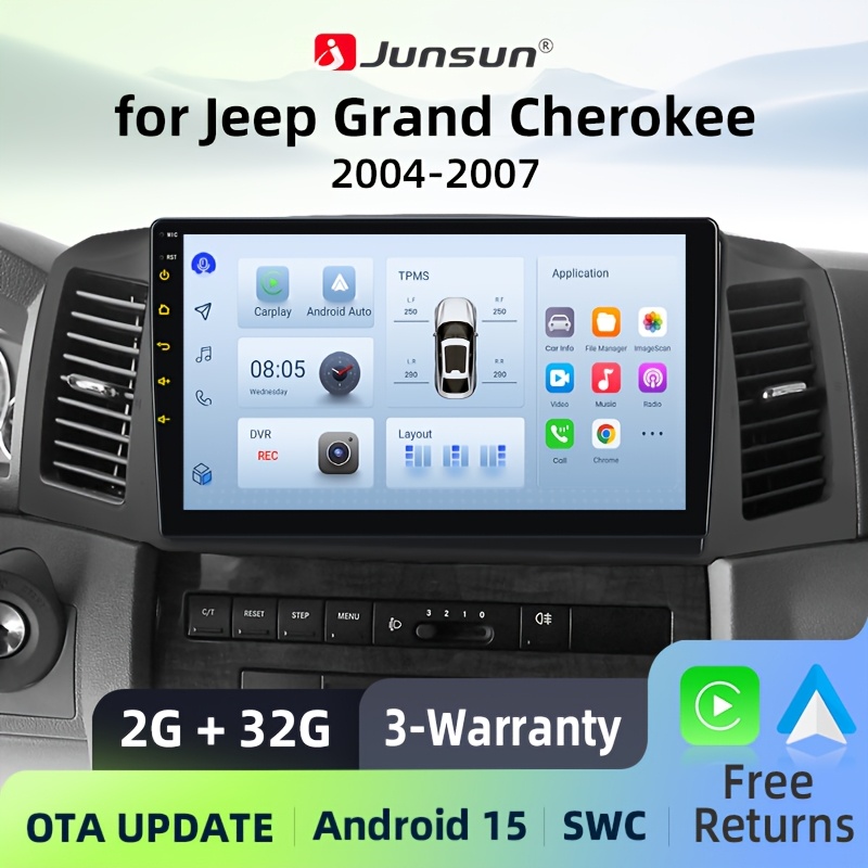 Image of Junsun 4-core 2g+32g 15 Car Stereo Compatible For Grand For Cherokee 2004 2005 2006 2007, 10-inch 2-din Touchscreen With And Auto, Gps, Wireless, Wifi, Dsp Rds, Without Battery