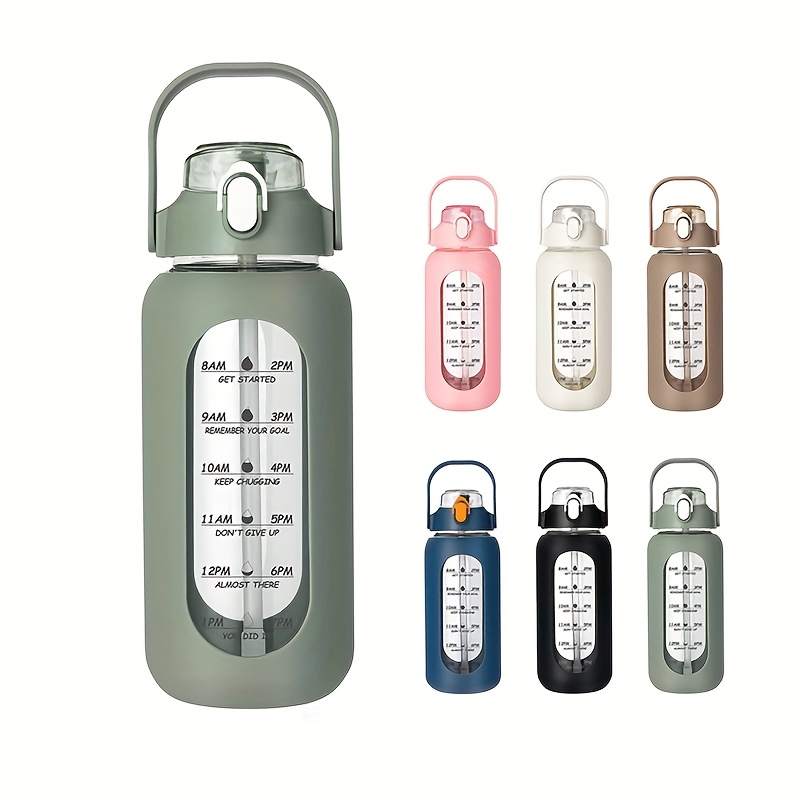 glass water bottle with silicone sleeve sold on Temu United States