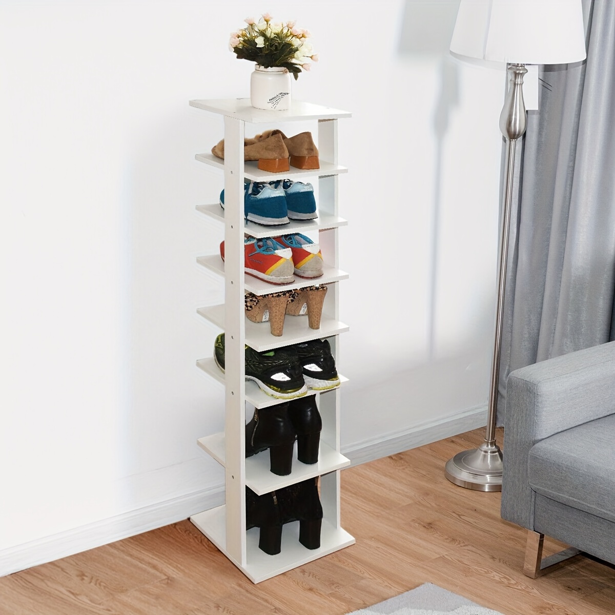 

1pc Wooden Shoes Storage Stand, 7 Tiers Shoe Rack Organizer, Multi-shoe Rack Shoebox