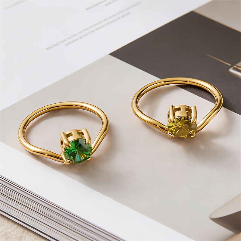 Stylish Minimalist Stainless Steel Ring with Synthetic Zircon