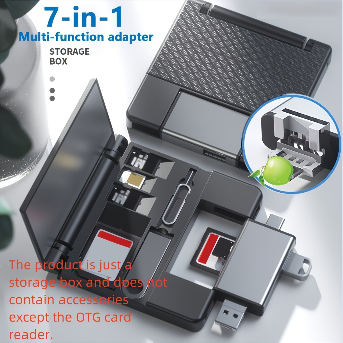 

Multifunctional Otg Card Reader 7-in-1 Micr0 Sd Card Reader Card Reader Type C For Digital Cameras, Smartphones, Tablets Otg Converter External U Disk, Sd, Tf Universal With Storage Box