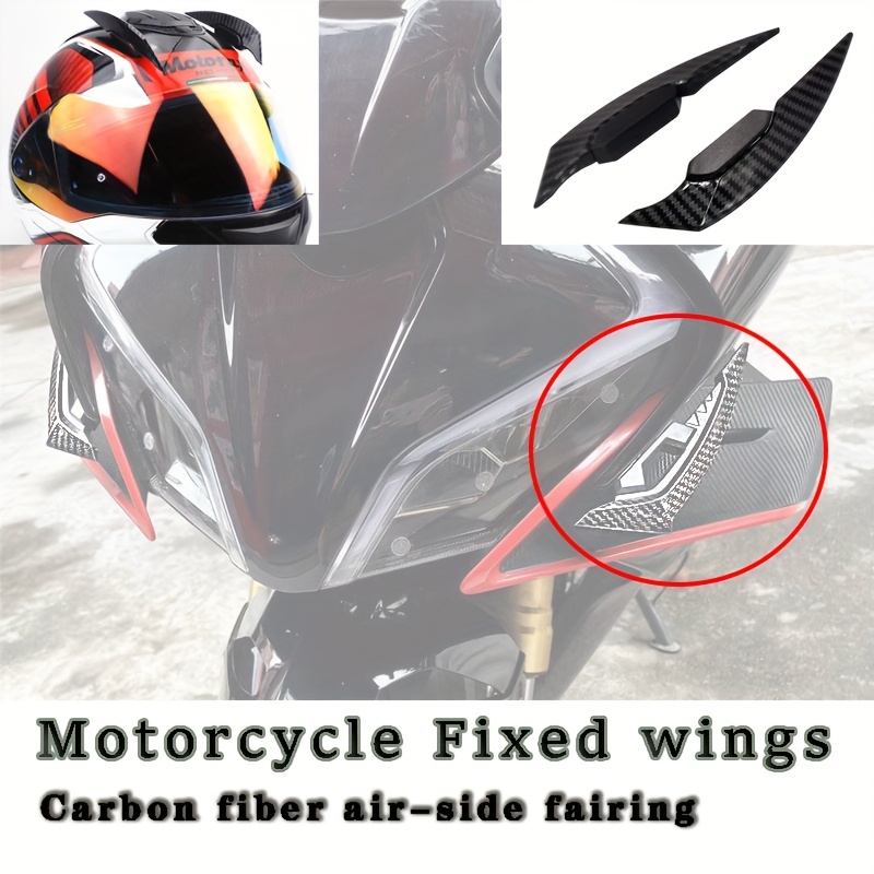 2 Ailerons Aérodynamiques Universels Moto - Rouge, Plastique, Décoration Adhésive