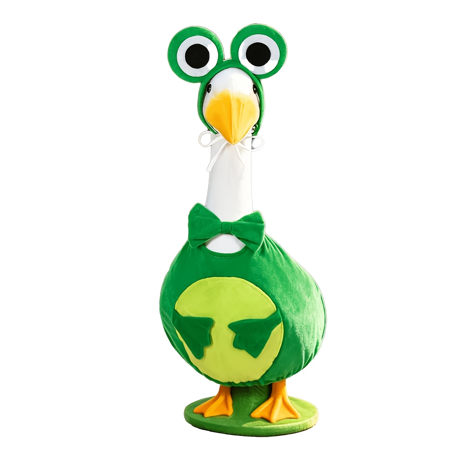 TEMU Costume d'oie de porche sur le thème de la grenouille 23 pouces, tenue de grenouille verte avec chapeau à grands yeux et nœud papillon pour