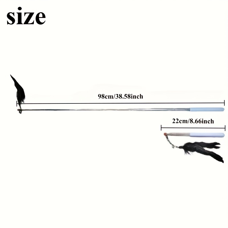 Retractable Bell Feather (Artificial Material) Cat Teaser Wand, Quickly Attracts Cat'S Attention, 4 Colors Available, Without Battery