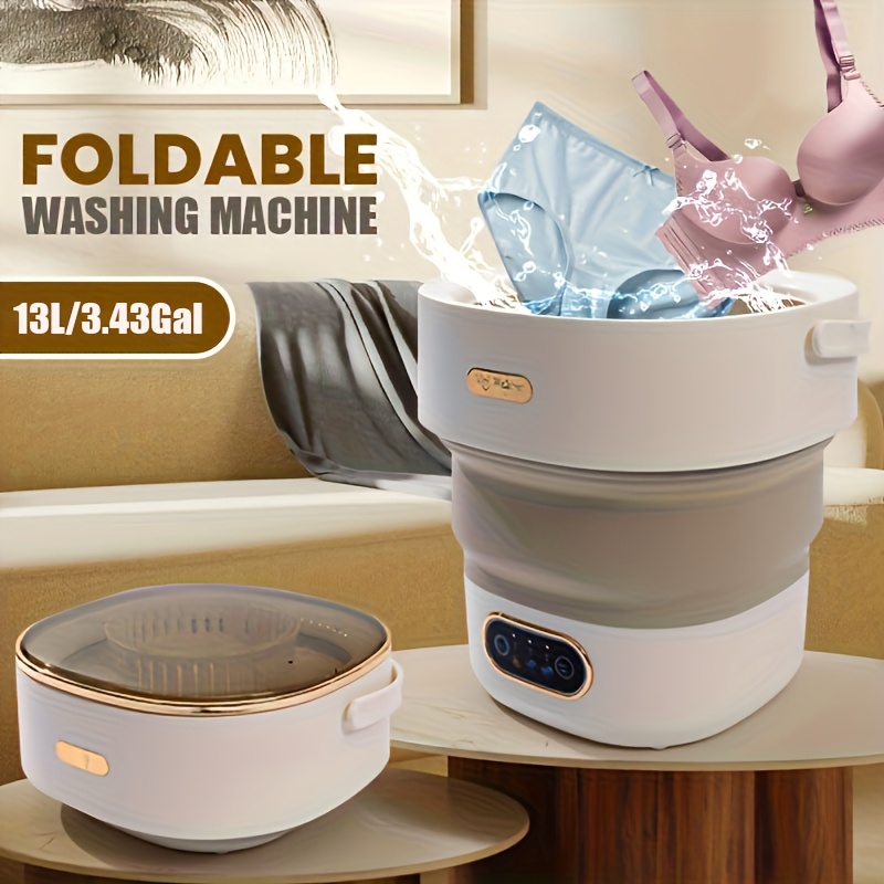 TEMU 3.43/3.96us Gallon Large Capacity Washing Machine, Foldable Small Portable Washing Machine Suitable For Underwear, Socks, Small Clothes