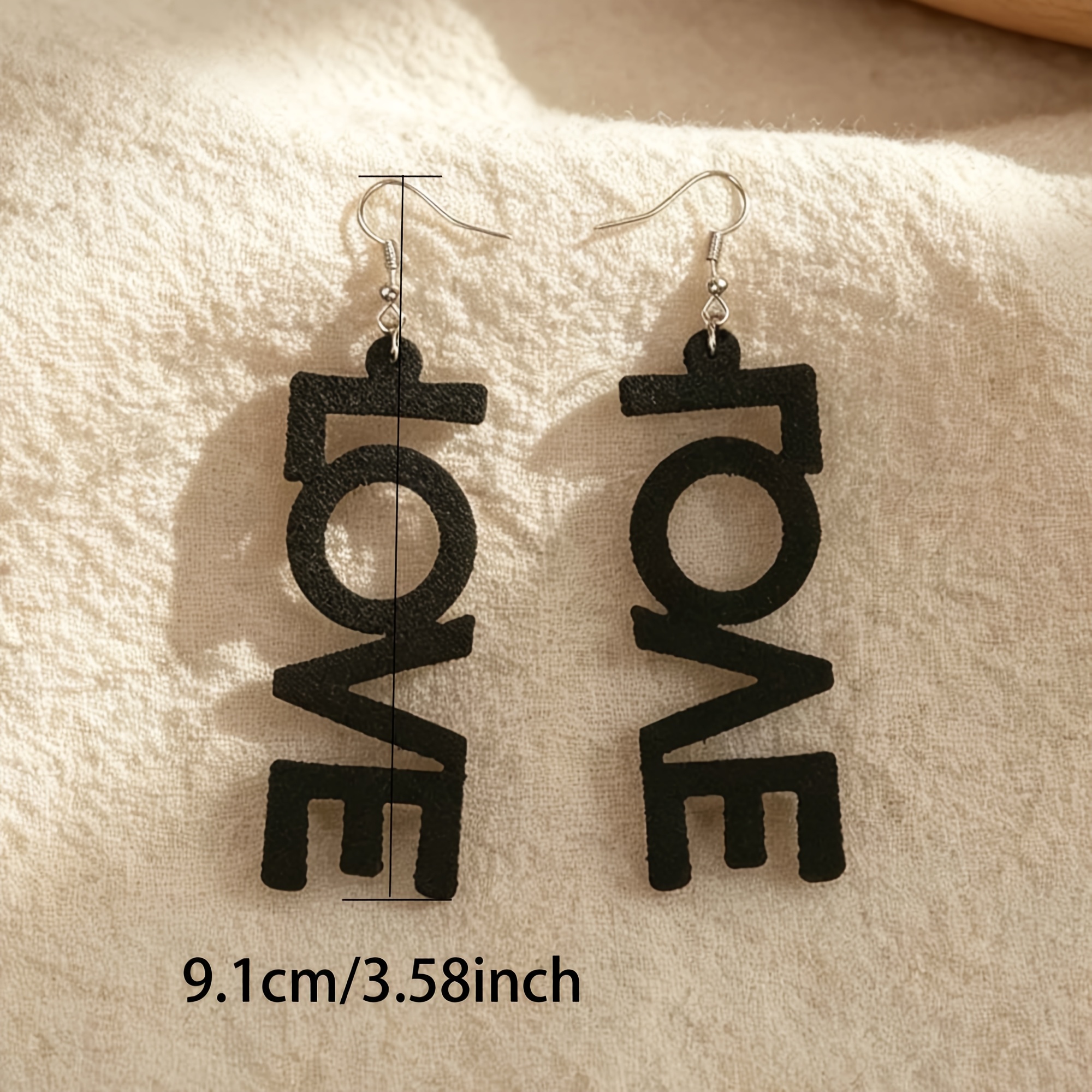 Women's LOVE Letter Faux Leather Pendant Earrings, Unique Dangle Design