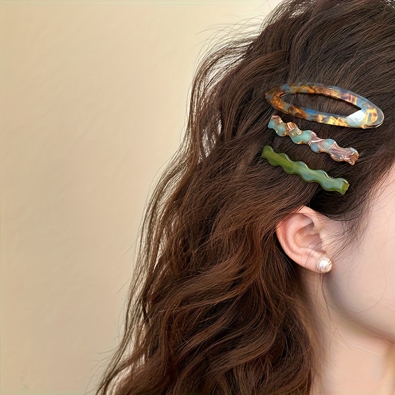 a set three stylish acetate wavy hair clips side fringe  display picture 1