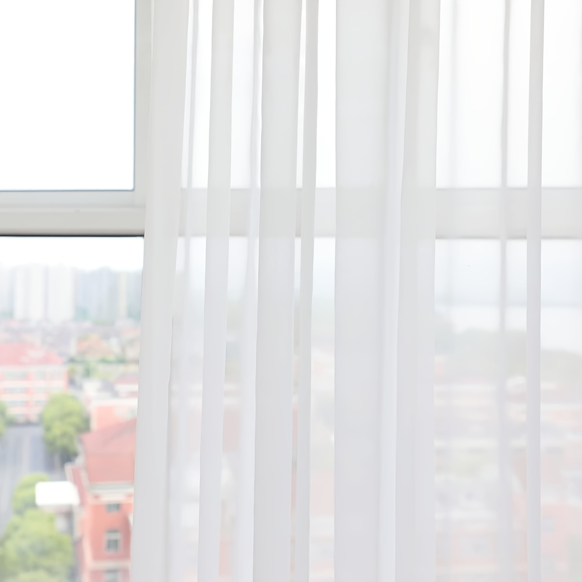 TEMU 1pc/2pcs Modern White Sheer Curtains - Lightweight Breathable 100% Polyester Mesh Fabric With Rod , Extra-long 300cm For Living Room, Bedroom,