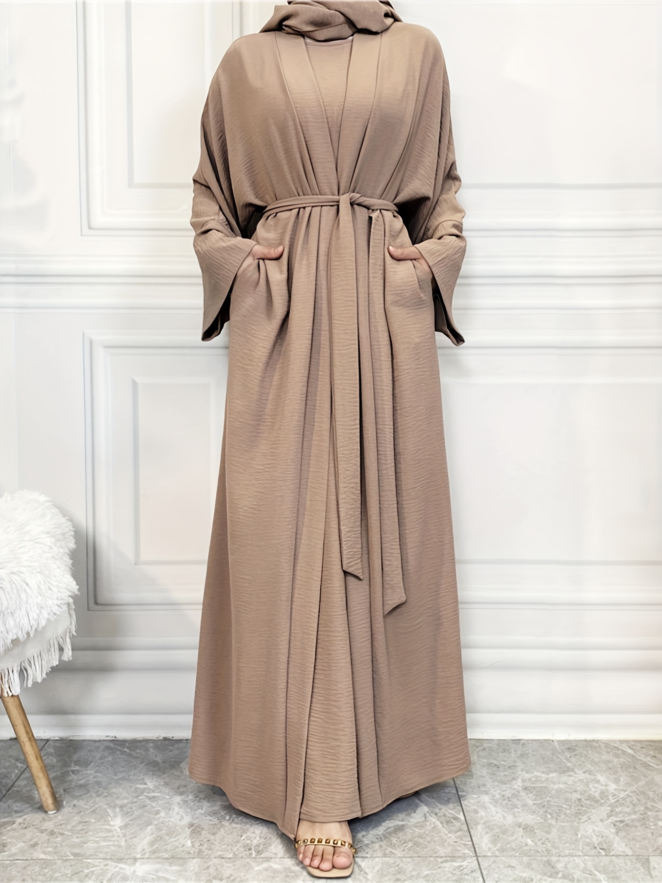muslin abaya set womens traditional ramadan elegant dress - Temu Canada