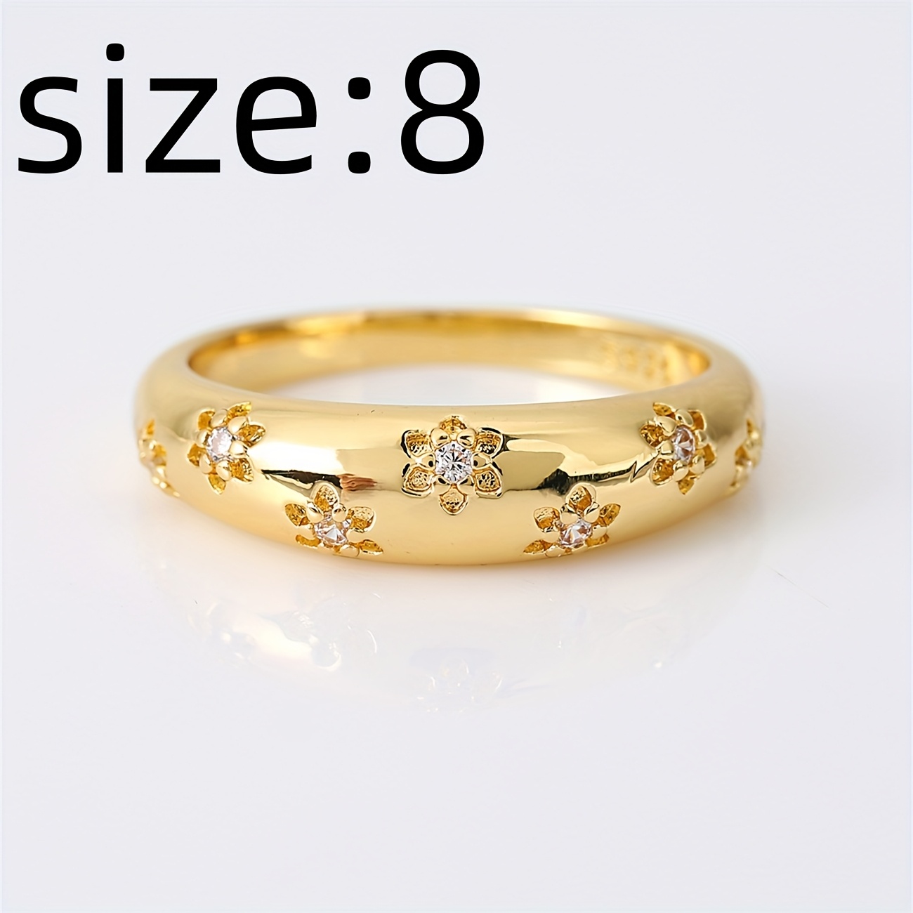 Copper Zirconia Ring - Floral Golden & Silvery Plated